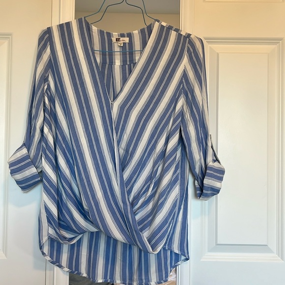 Kut From The Kloth Blue/ White Stripped Shirt Size Small - Picture 1 of 10